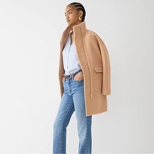 New cocoon coat in Italian stadium-cloth wool-sandstone